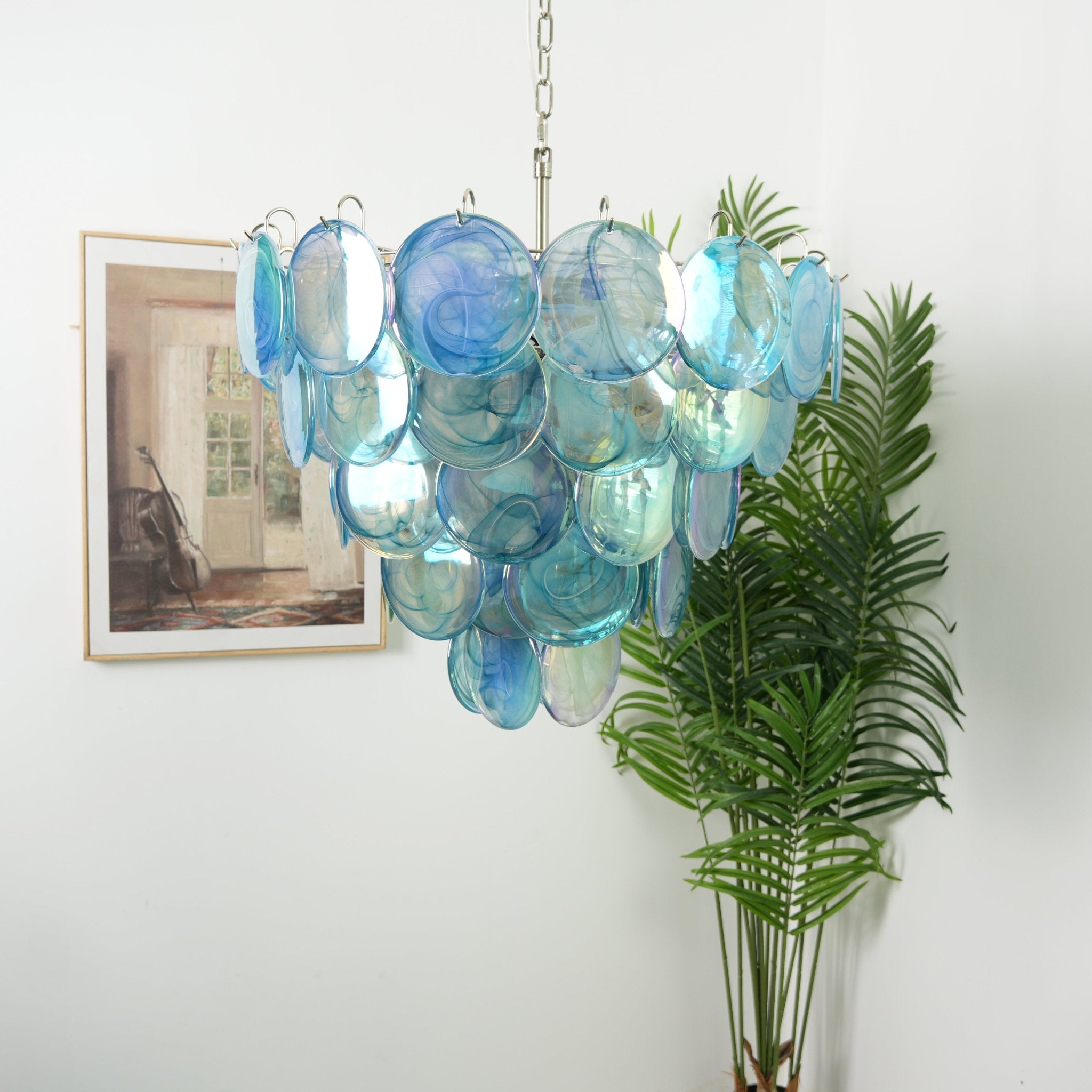 Blue Murano Disc Chandelier