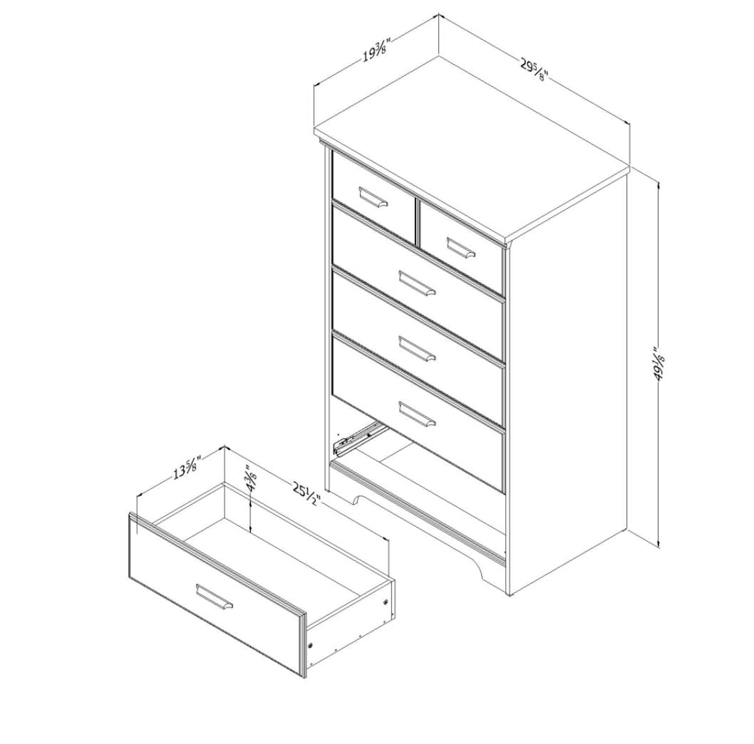 South Shore Versa 5-Drawer Chest, Gray