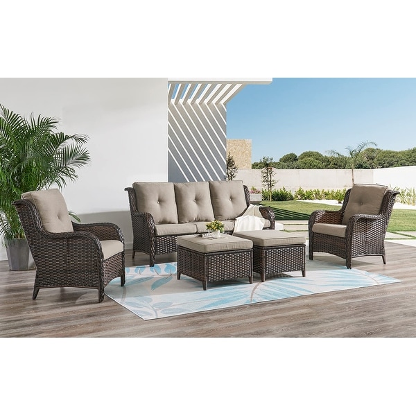 Pocassy 5Piece Patio Furniture Set with Ottomans