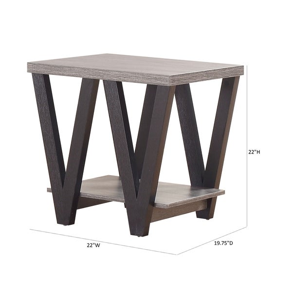 Coaster Furniture Stevens Black and Antique Grey V-shaped End Table