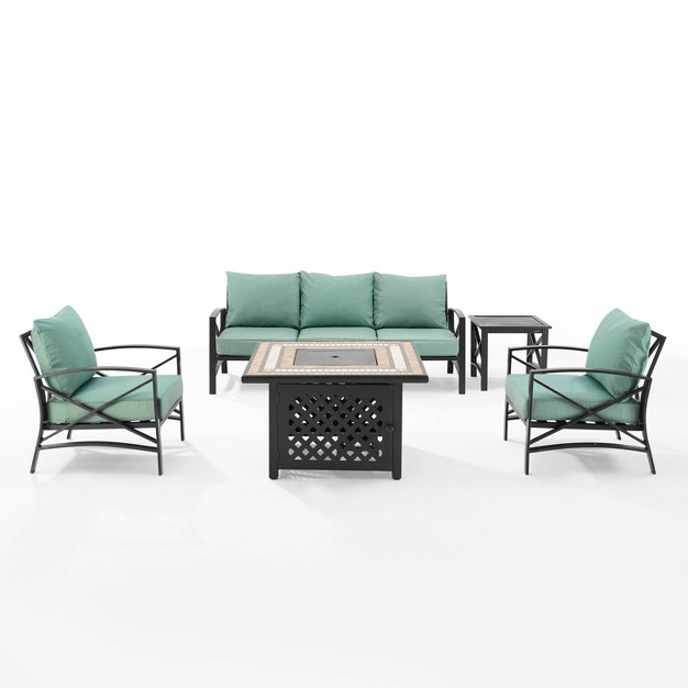 Crosley 5pc Kaplan Outdoor Patio Sofa Set With Fire Table