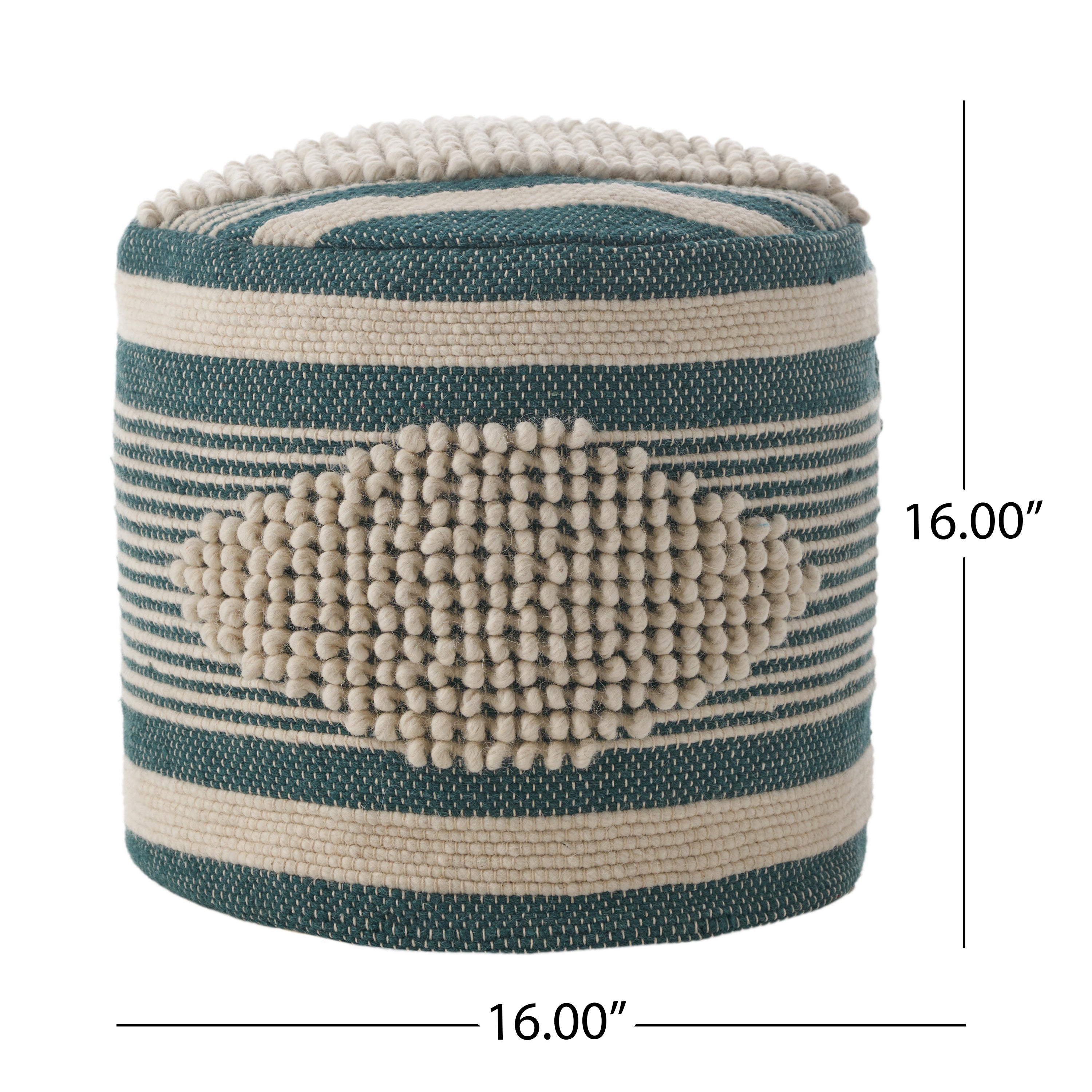 Villard Boho Handcrafted Fabric Cylinder Pouf