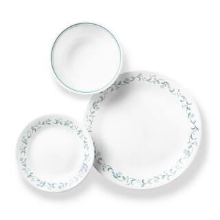 Corelle Country Cottage 18-piece Glass Dinnerware Set Service for 6 White and Blue 1122070