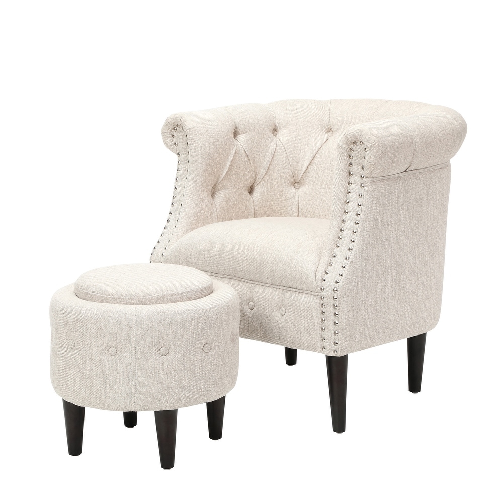 Beihoffer Petite Tufted Chair and Ottoman Set by Christopher Knight Home