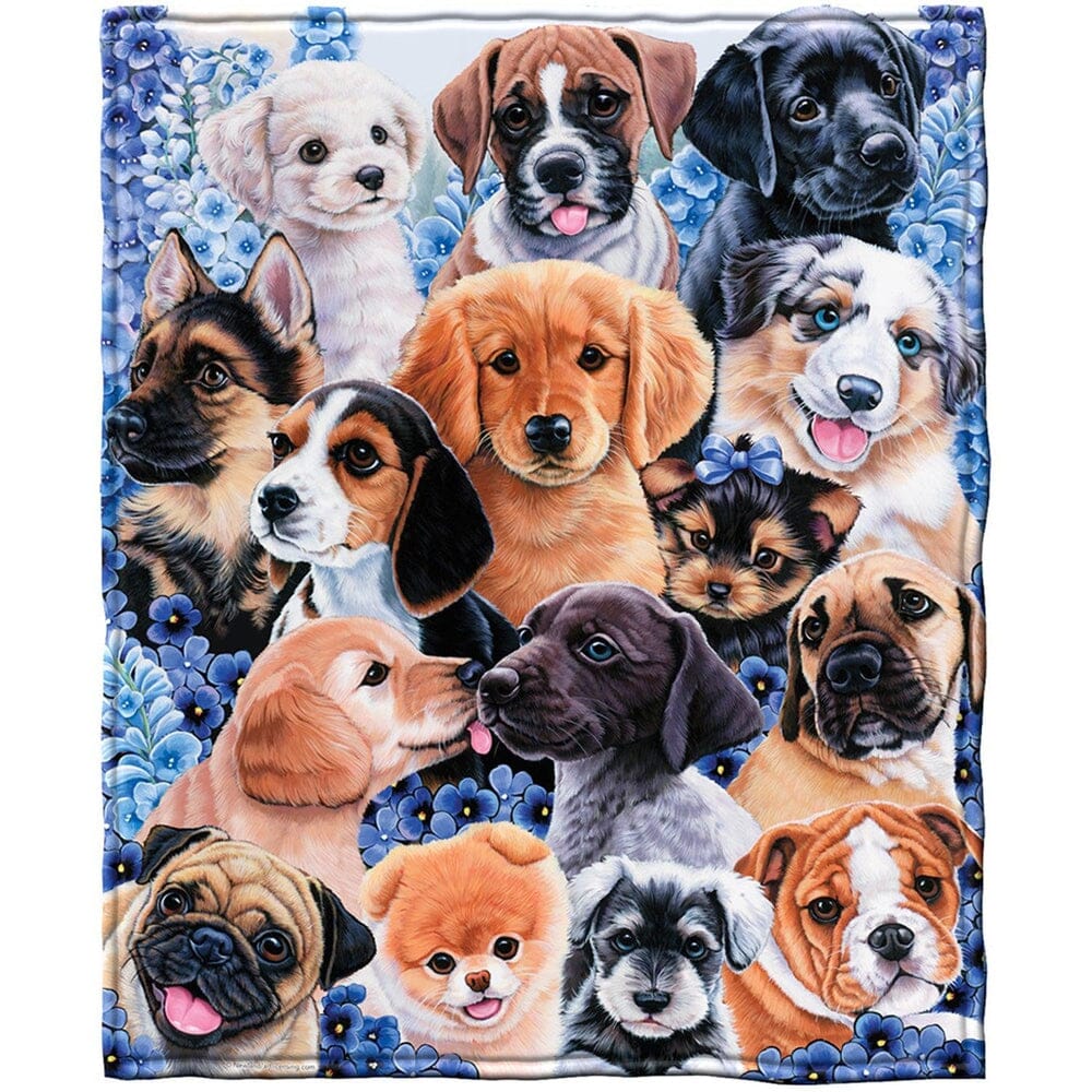 Puppy Collage Super Soft Plush Fleece Throw Blanket by Jenny Newland