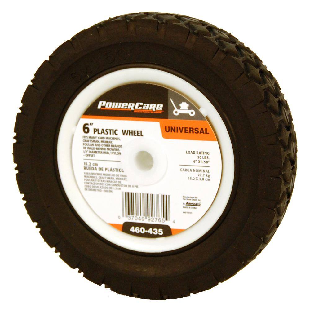 Powercare 6 in. x 1.5 in. Universal Plastic Wheel for Lawn Mowers 460435