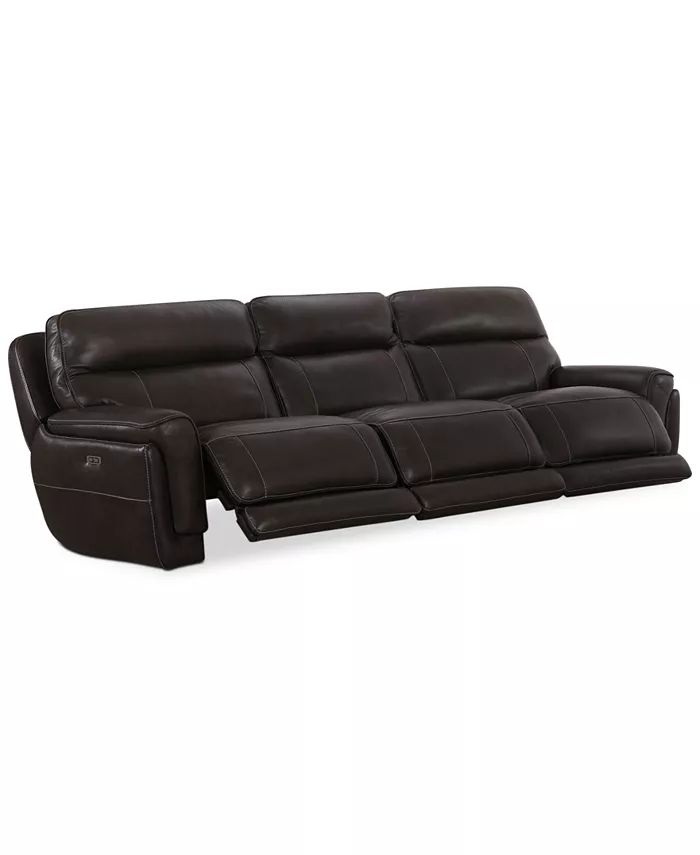 Furniture CLOSEOUT! Summerbridge 3-Pc. Leather Sectional Sofa with 3 Power Reclining Chairs Power Headrests and USB Power Outlet