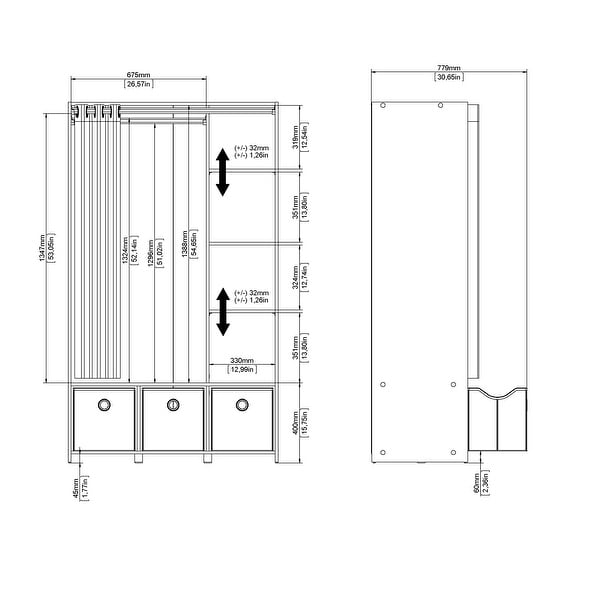 Porch and Den Camino Oak Finish 3-bin Curtained Storage Center - - 18212851