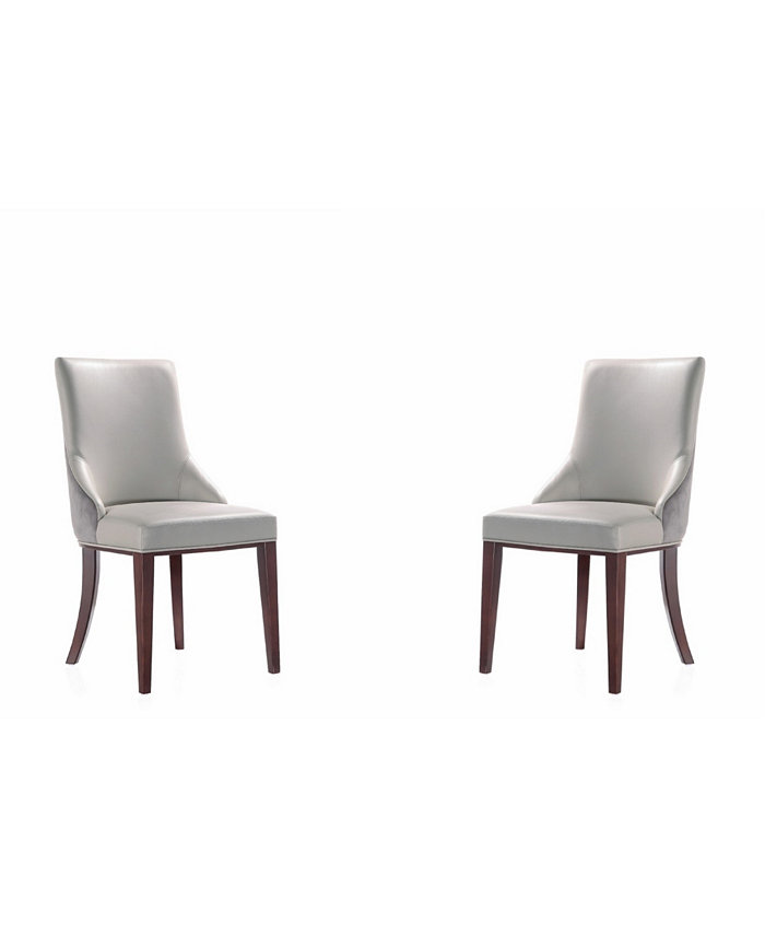 Manhattan Comfort Shubert 2 Piece Beech Wood Faux Leather and Velvet Upholstered Dining Chair Set