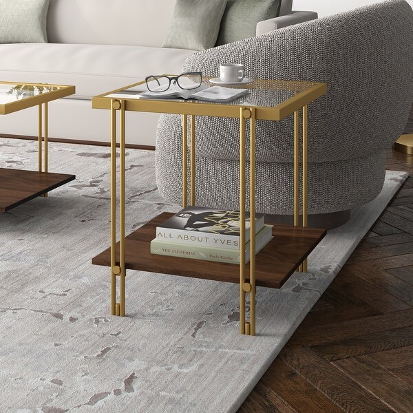 Inez Modern Metal and Glass Side Table