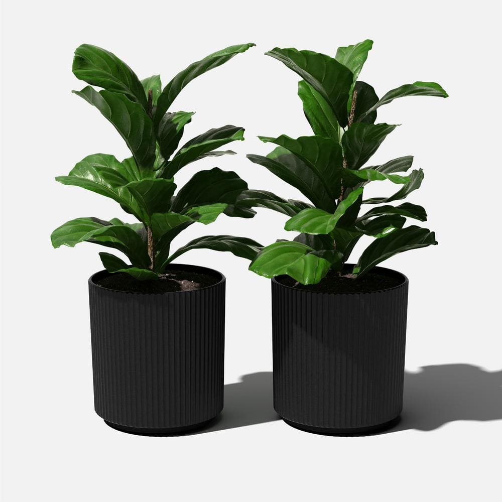 Veradek Demi 20 in. Round Black Plastic Planter (2 Pack) DMV20B-2PK