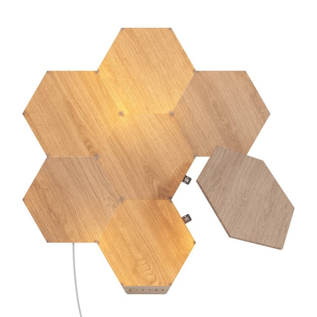 Nanoleaf 7 Panels Wooden Hexagon Smarter Kit Led Light Bulbs