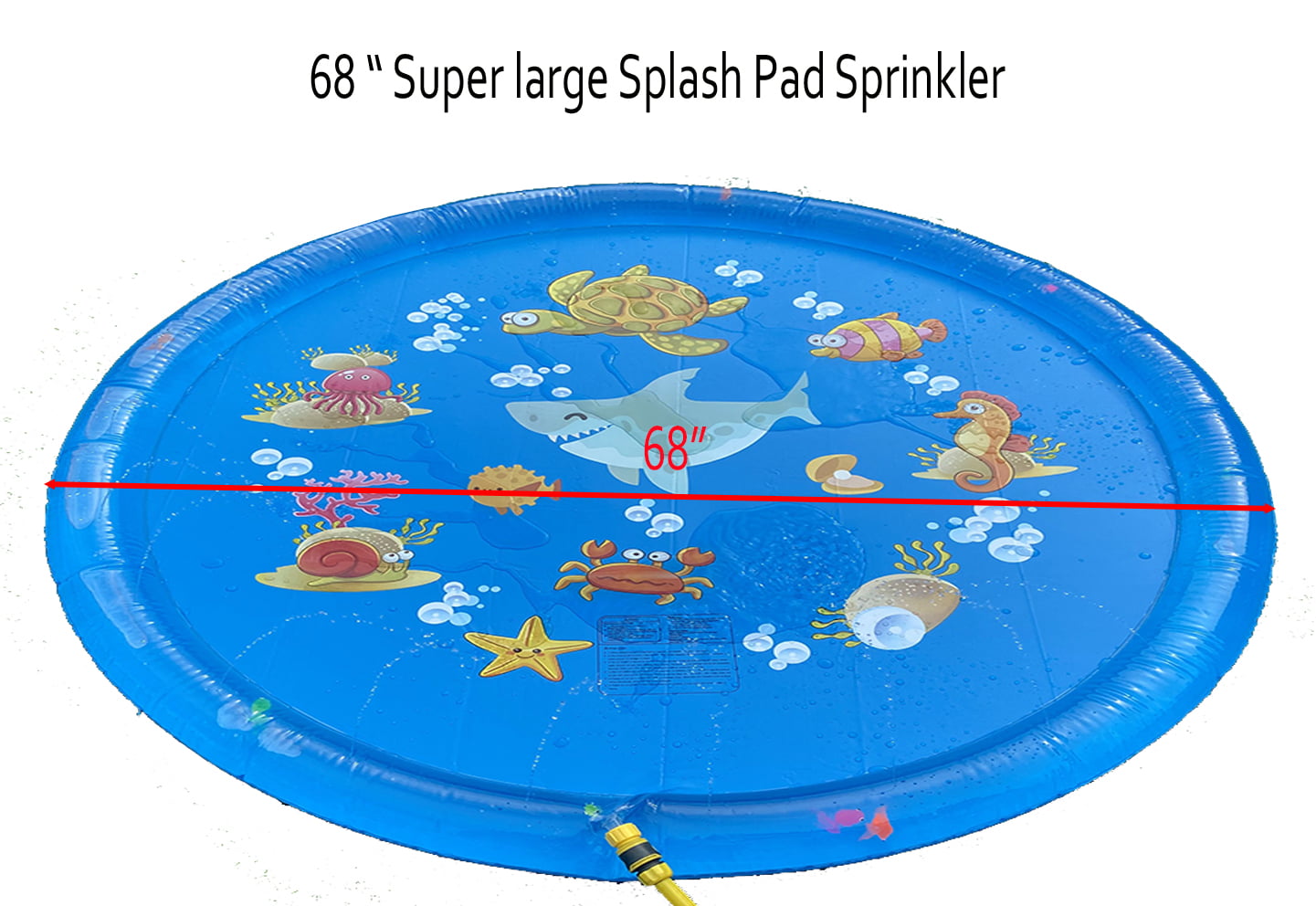 68 Splash Pad， Sprinkler and Splash Play Mat， Inflatable Summer Outdoor Sprinkler Pad Water fountain pad Toys Fun for Children， Infants， Toddlers pool party birthday gift backyard fun