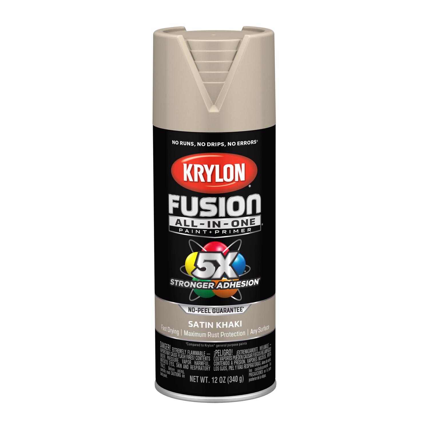 Krylon Fusion All-In-One Satin Khaki Paint+Primer Spray Paint 12 oz