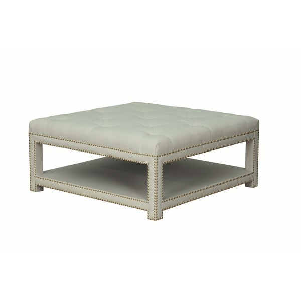 Chic Home Micah Coffee Table Ottoman in a 2-Layered Tufted Linen Bench