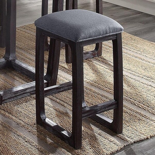 Fabric Counter Height Stool in Grey and Weathered Espresso Finish