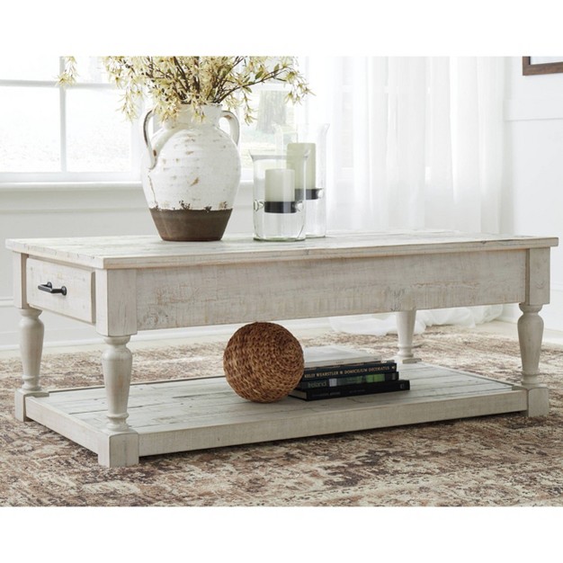 Shawnalore Rectangular Cocktail Table White Wash Signature Design By Ashley