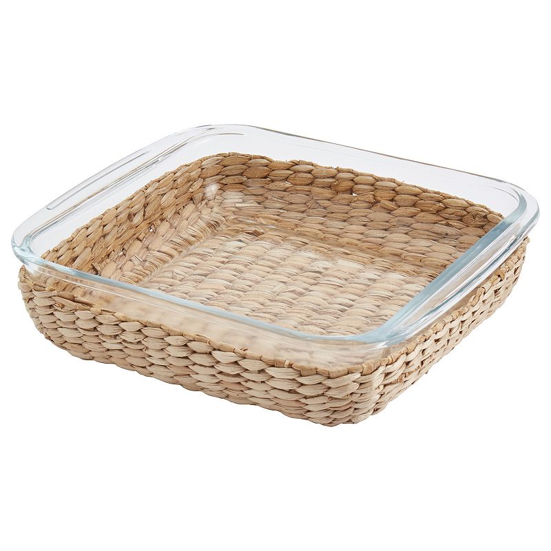 Dolly Parton Square Glass Baker with Wicker Basket