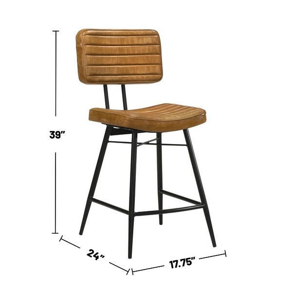 Set of 2 PU Counter Height Stool with Metal Legs