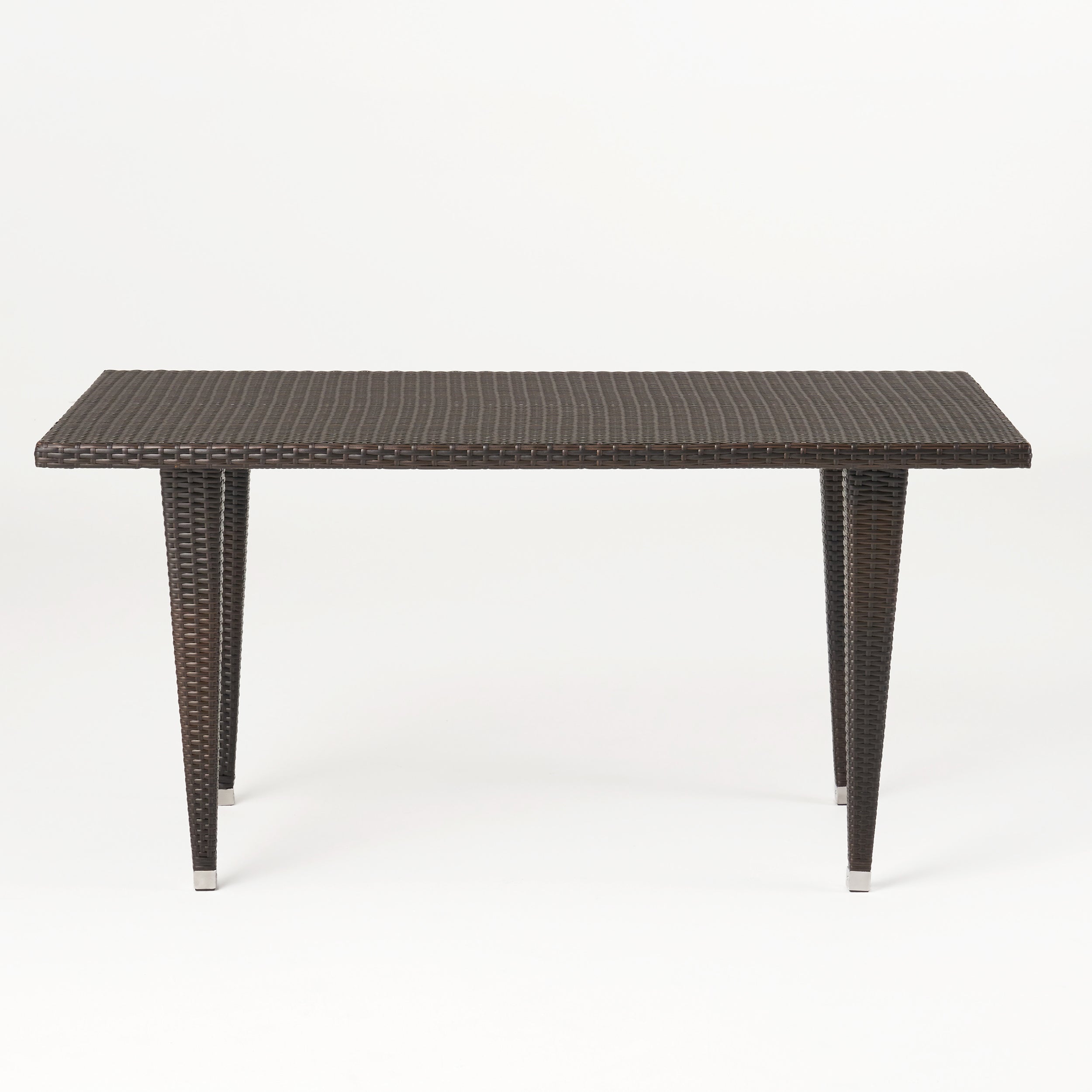 Medens Contemporary Outdoor Multi Brown Polyethylene Rectangle Table