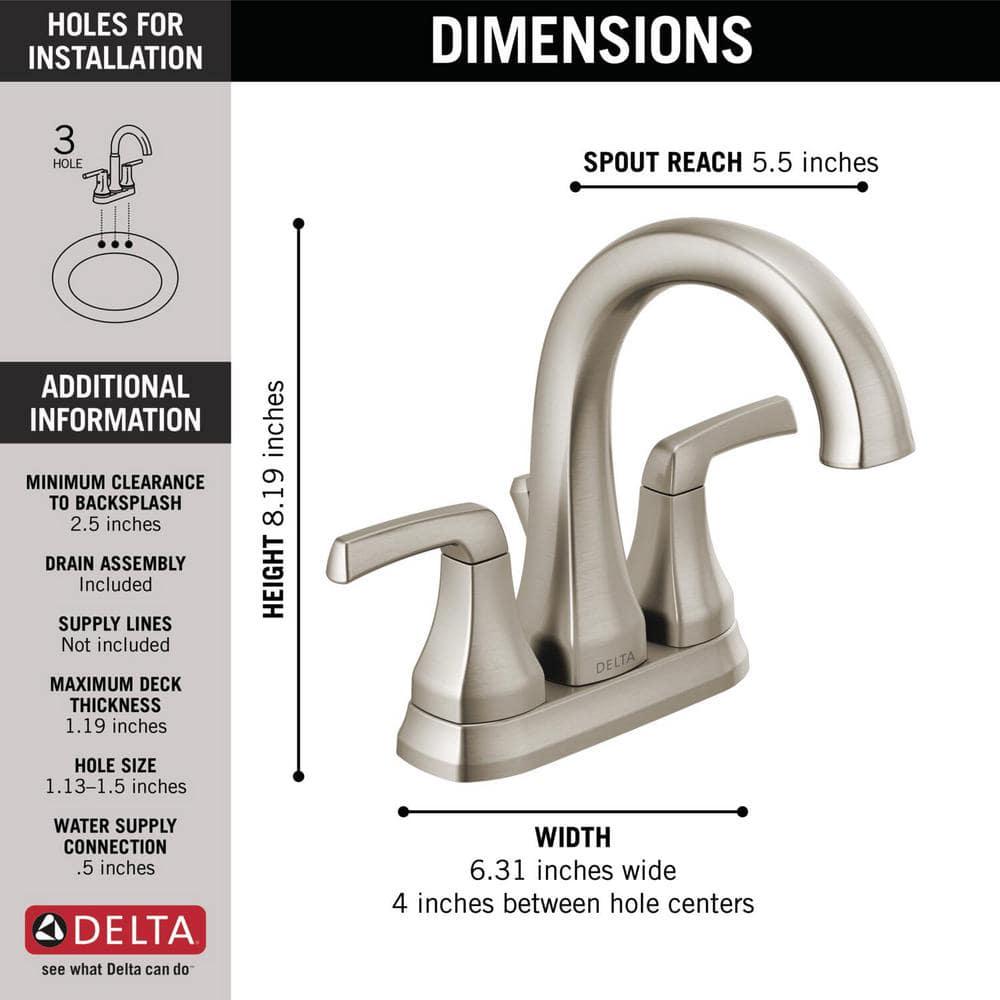 Delta Portwood 4 in Centerset 2Handle Bathroom Faucet in SpotShield Brushed Nickel