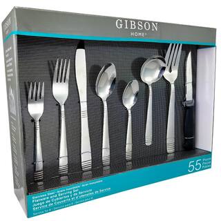 Gibson Home Palmore Plus 55-Piece Stainless Steel Flatware Set (Service for 8) 985100058M