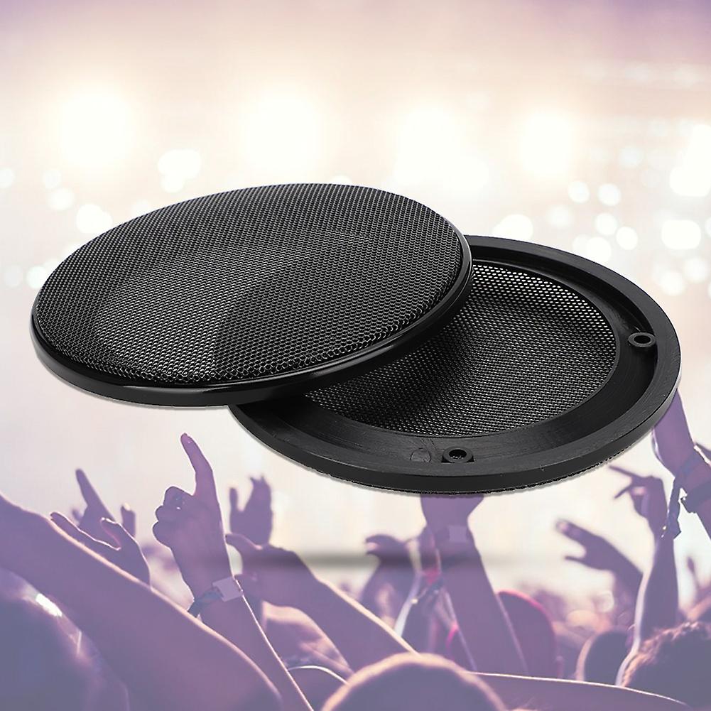 2pcs 4inch Speaker Loudspeaker Protective Cover Speaker Decoration(black+black)