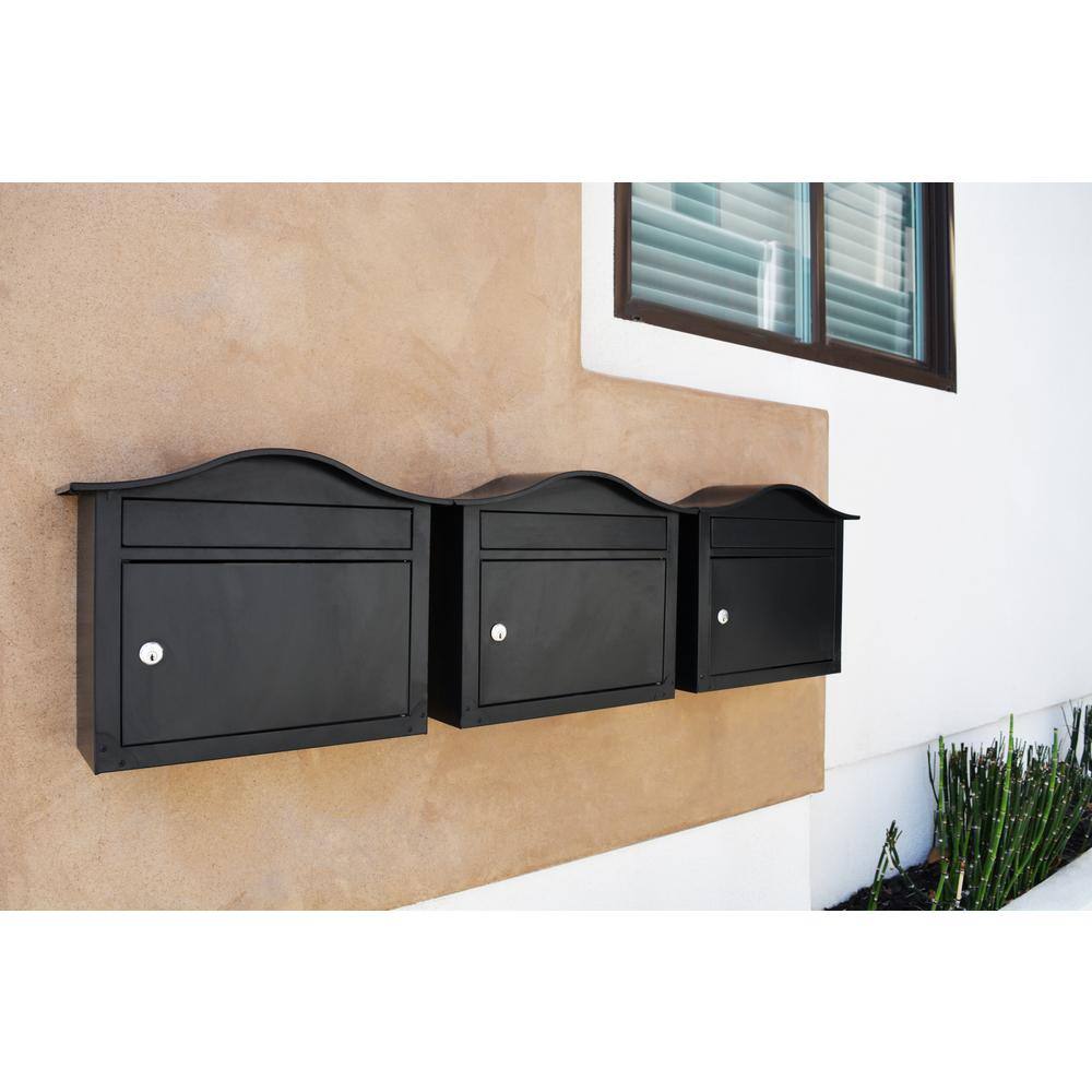 Architectural Mailboxes Saratoga Black Medium Steel Locking Wall Mount Mailbox 2550B-10