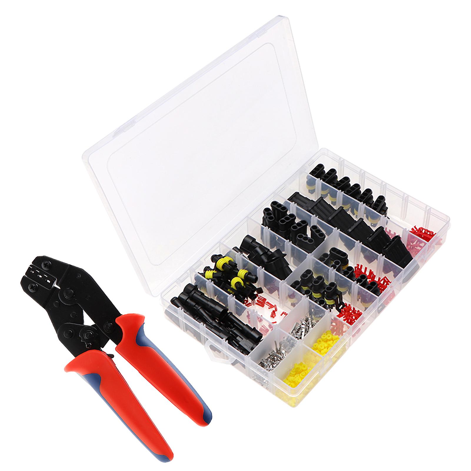 408 Pcs Waterresistance Car Electric Cable Connector Terminal Plug Kit Set With Plier 1 2 3 4 Pin Truck Plug Car Spark Connector Assorted Box Portable