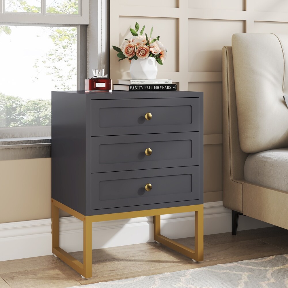 Nightstand  Bed Side Table with 3 Drawers