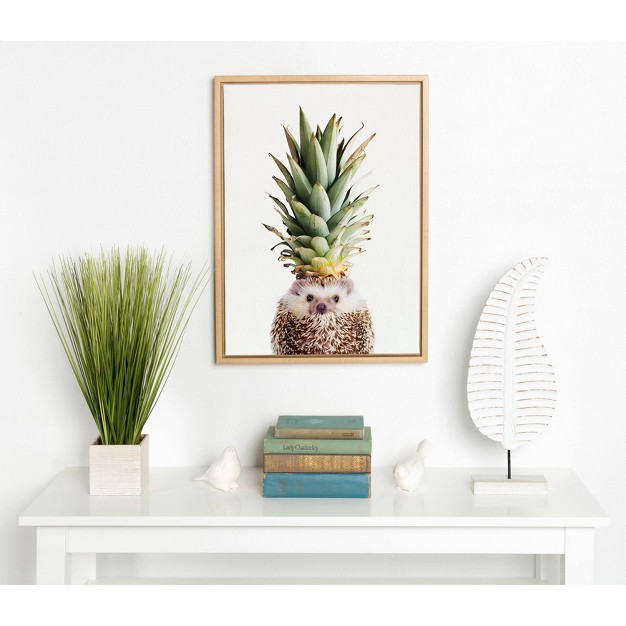 X 24 quot Sylvie Hedgehog Pineapple Framed Canvas By Amy Peterson Natural Designovation