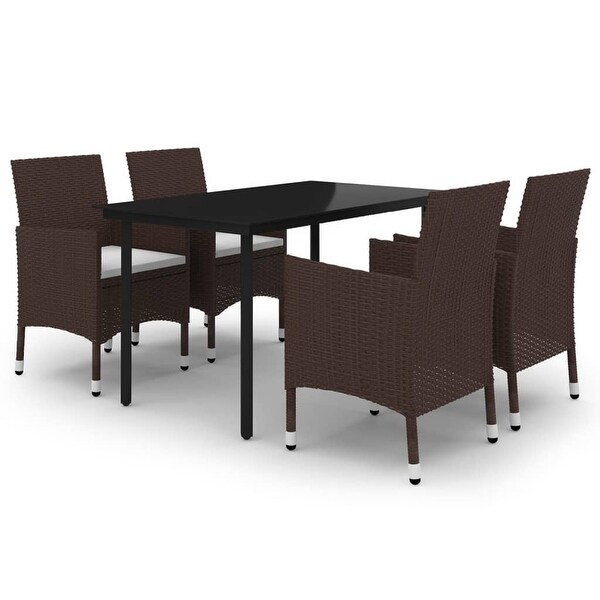 vidaXL Patio Dining Set Outdoor Table and Chair Set Poly Rattan and Glass