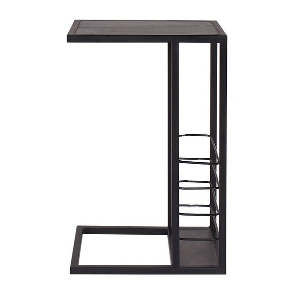 Edwin Contemporary Accent C Table in Iron and Acacia