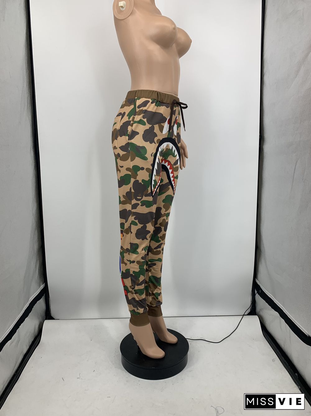 High Waist Hip Hop Camouflage Print Long Cargo Pants