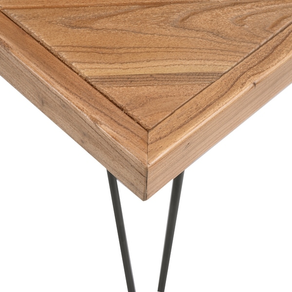 Modern Coffee Table Easy Assembly Tea Table Cocktail Table w/Chevron Pattern and Metal Hairpin Legs Nature Rough