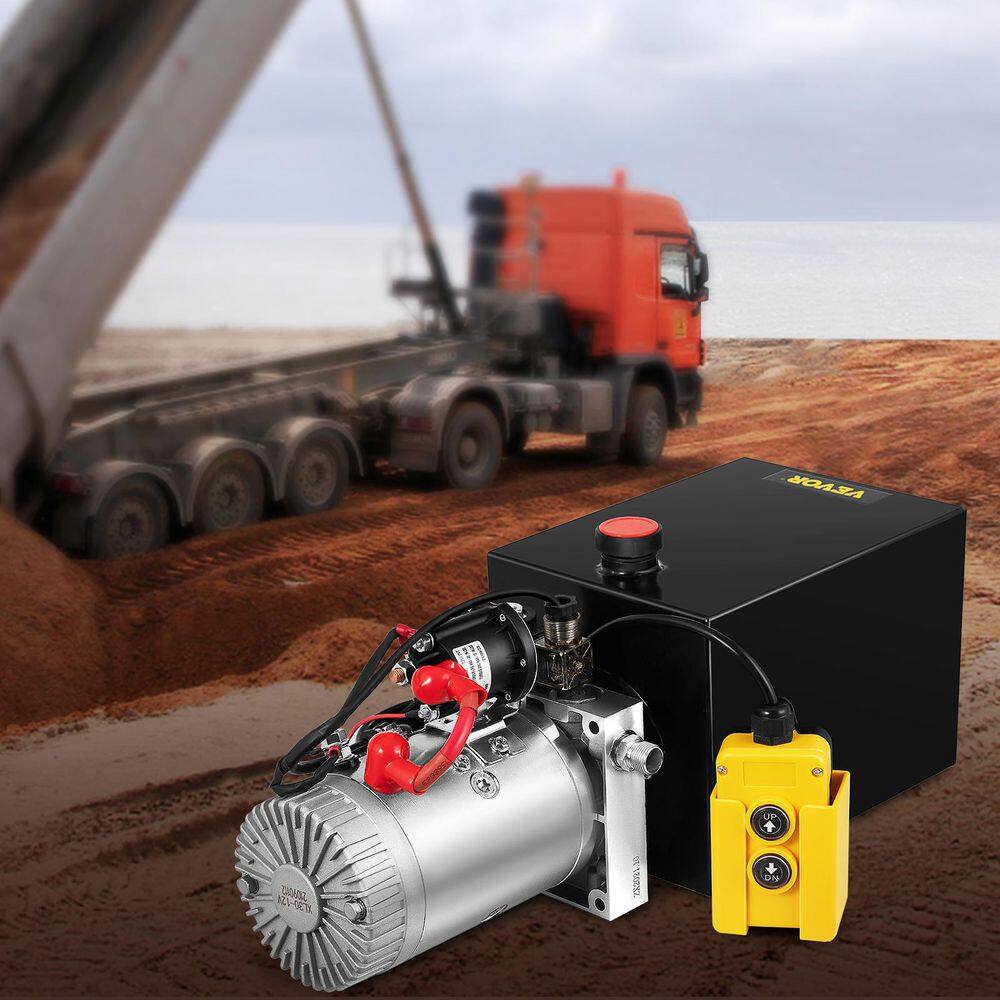 VEVOR Hydraulic Power Unit 6 Quart Hydraulic Pump Single Acting 3200 PSI Max Power Unit for Dump Trailer Car Lifting 12V DC 6LCZYYBTXDZY00001V0