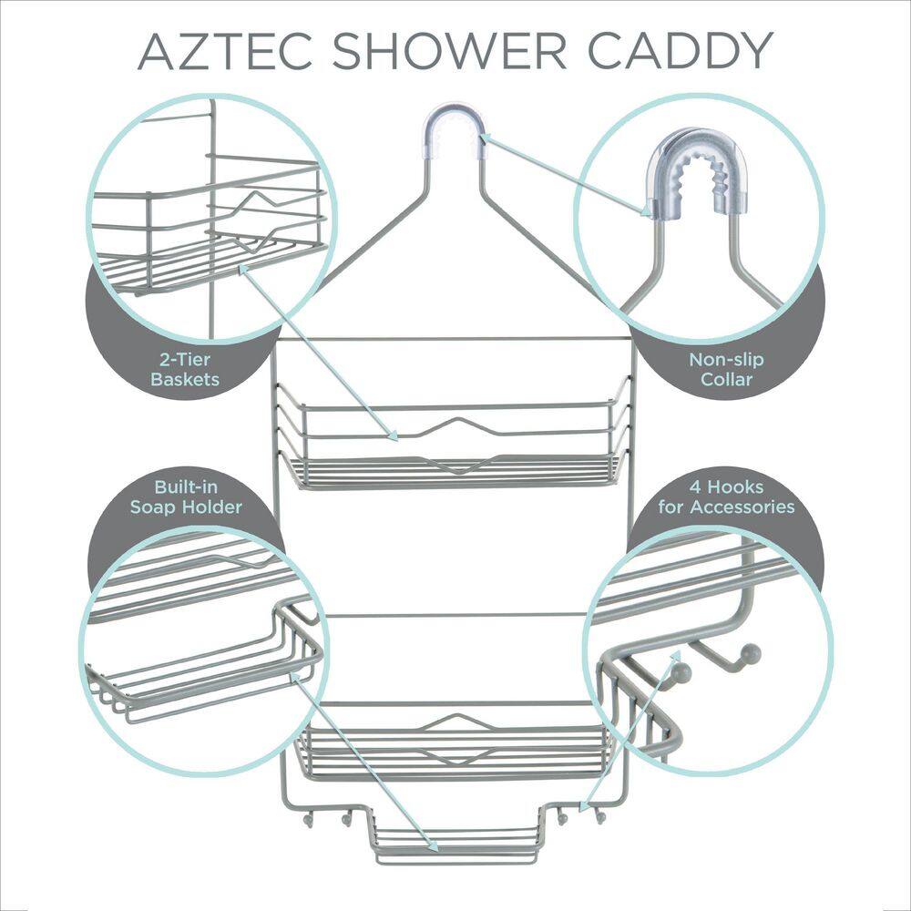 Bath Bliss 2 Tier Aztec Shower Caddy in Grey 10015-GREY