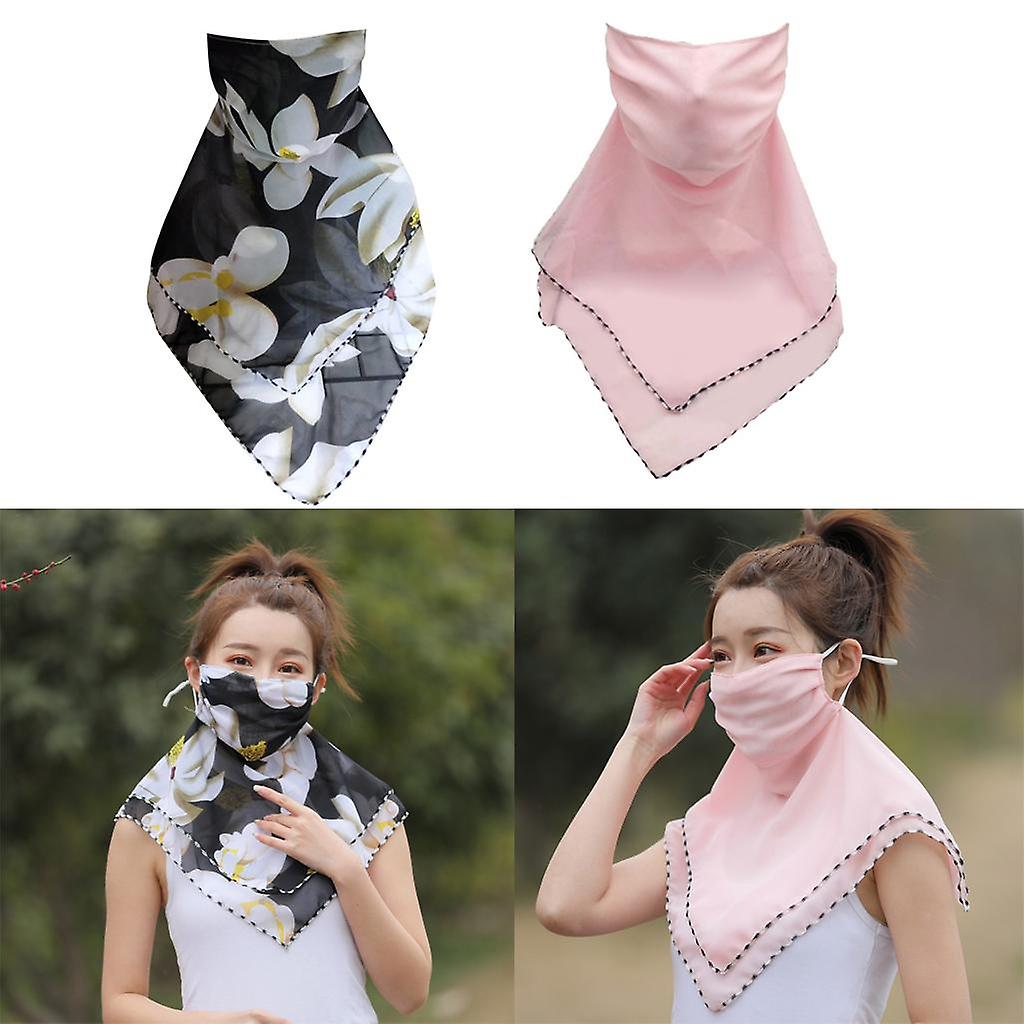 2pcs Face Mask Scarf Outdoor Travel Dust-proof Sun Protective Ice Silk Scarf