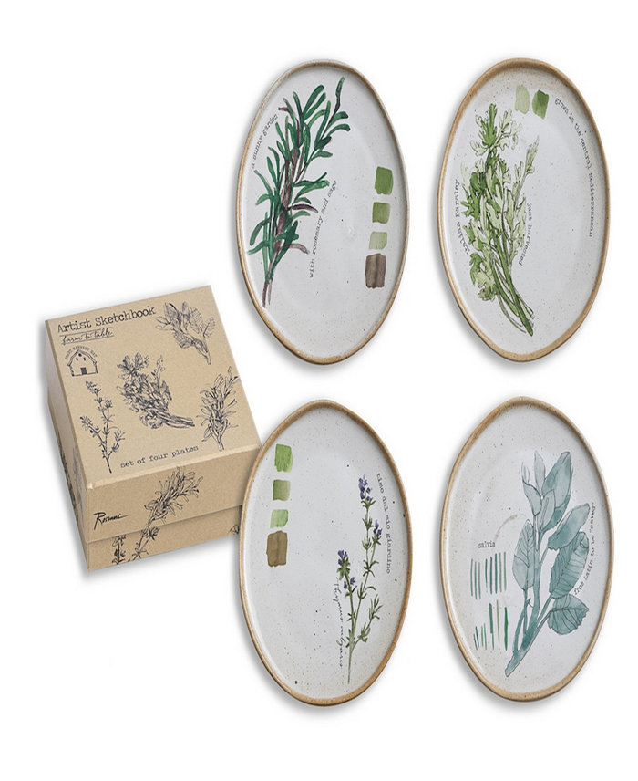 Rosanna Farm to Table Herbs Plates Set of 4