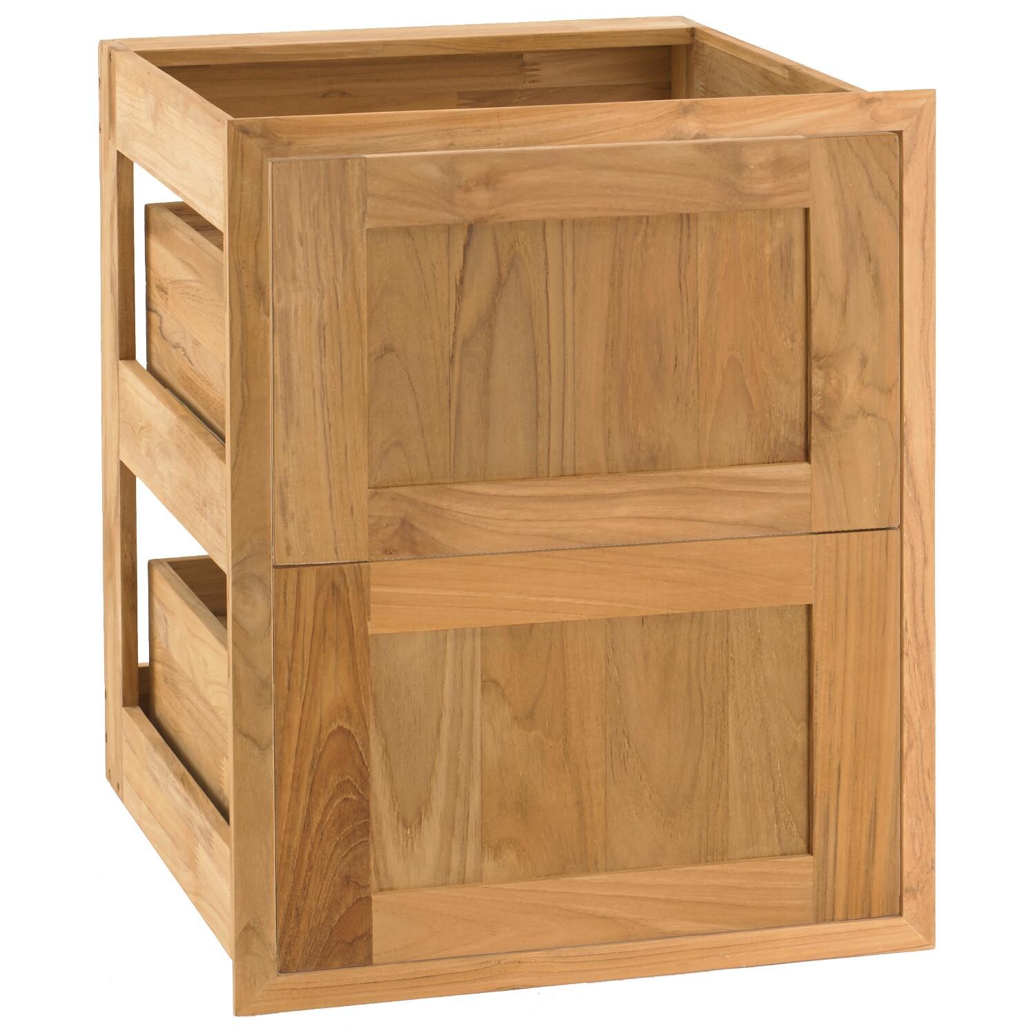 Pacific Teak Shaker 18-Inch Teak Wood Double Access Drawer