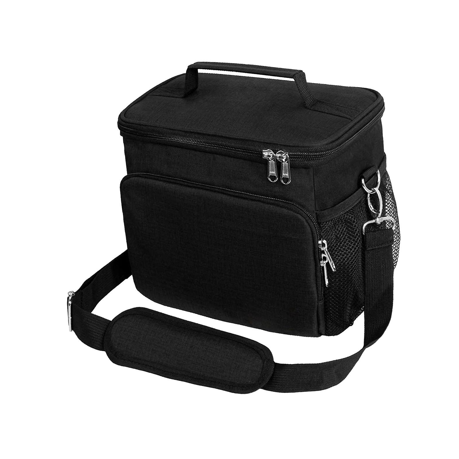 Lunch Bag With Adjustable Shoulder Strap Portable For Fishing Camping Travel Black