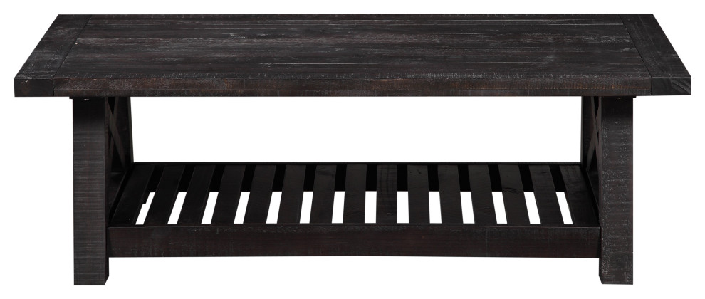 Yanez Industrial Coffee Table in Charcoal   Solid Wood   Industrial   Coffee Tables   by AMOC  Houzz