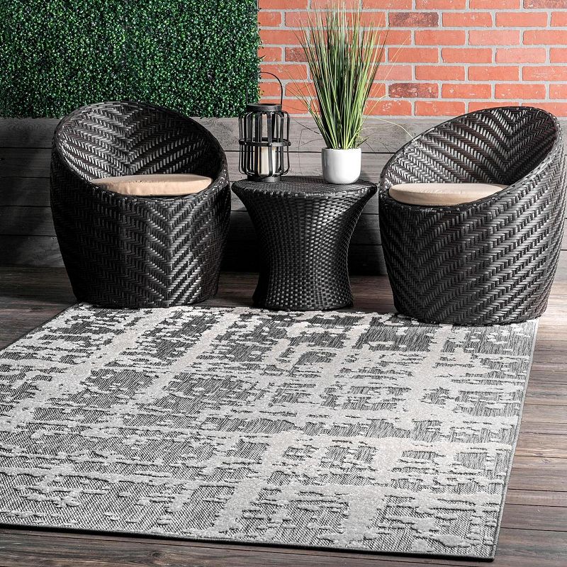 nuLOOM Adley Textured Abstract Lines Indoor/Outdoor Area Rug