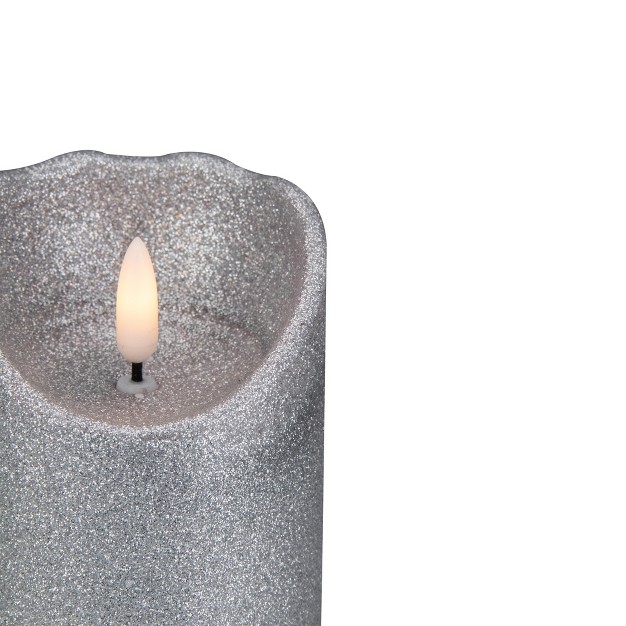 Led Silver Glitter Flameless Christmas Decor Candle