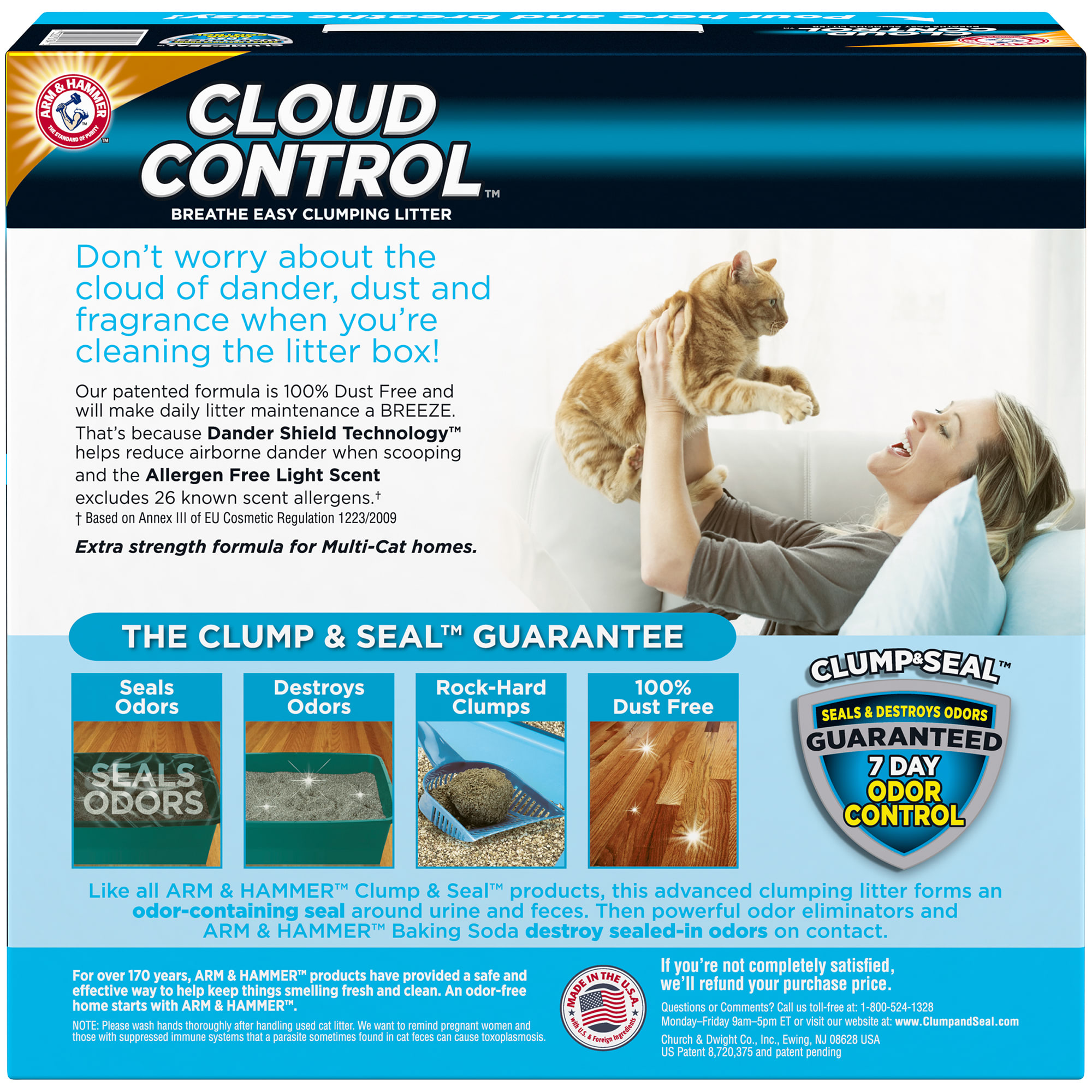 Arm  Hammer Clump  Seal Cloud Control Multi-Cat Clumping Litter， 28 lbs.