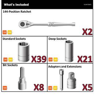 Husky 144-Position 14 in. and 38 in. Drive Mechanics Tool Set (75-Piece) H14475MTS-06