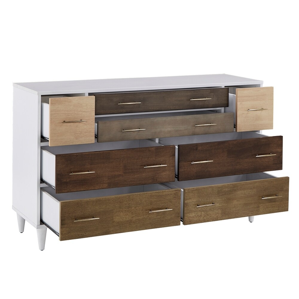 Prudence White and Natural Finish 8 Drawer Dresser by iNSPIRE Q Modern