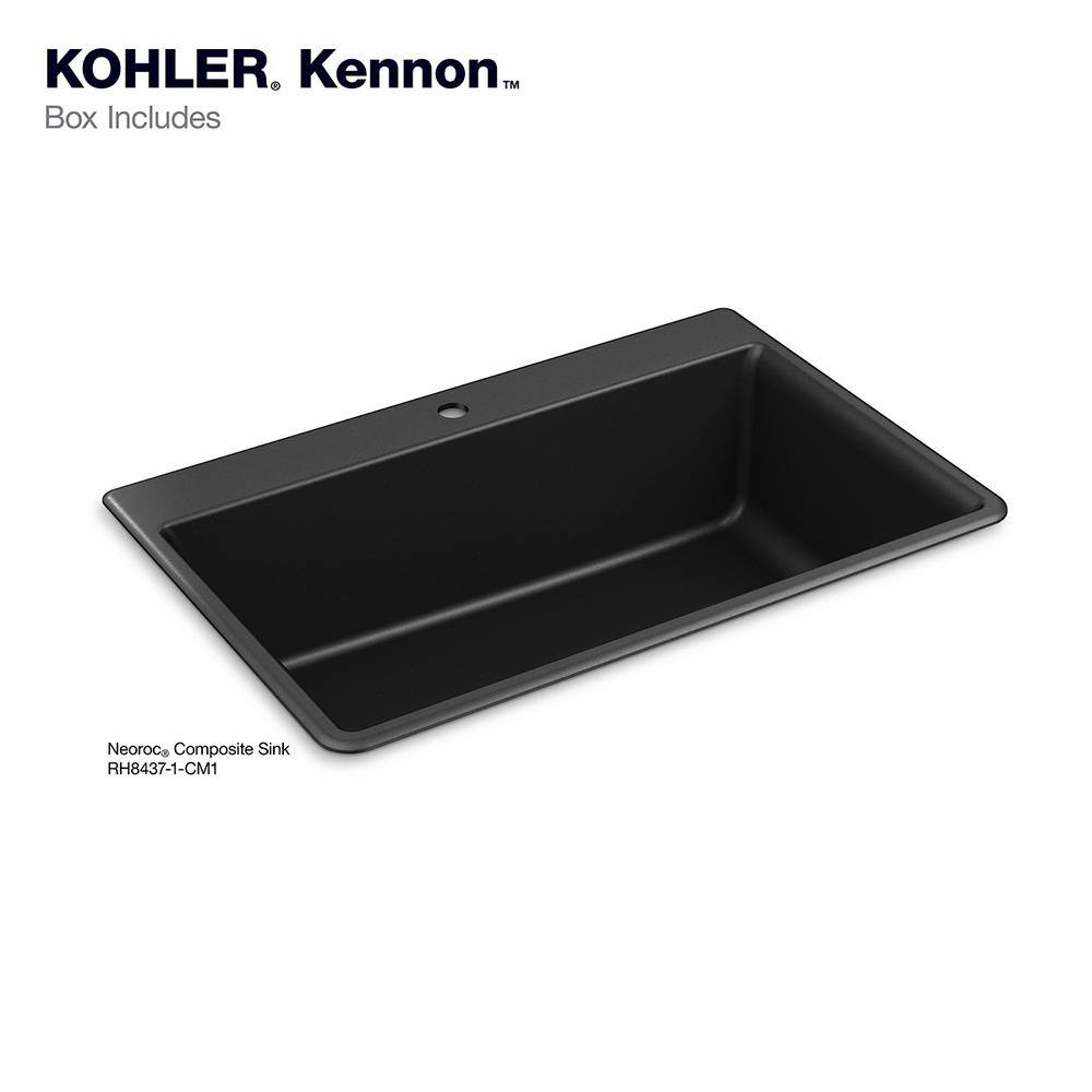 KOHLER RH8437-1-CM1 Kennon 33 in. 1- Hole Undermount Single Bowl Granite Composite Kitchen Sink in Matte Black