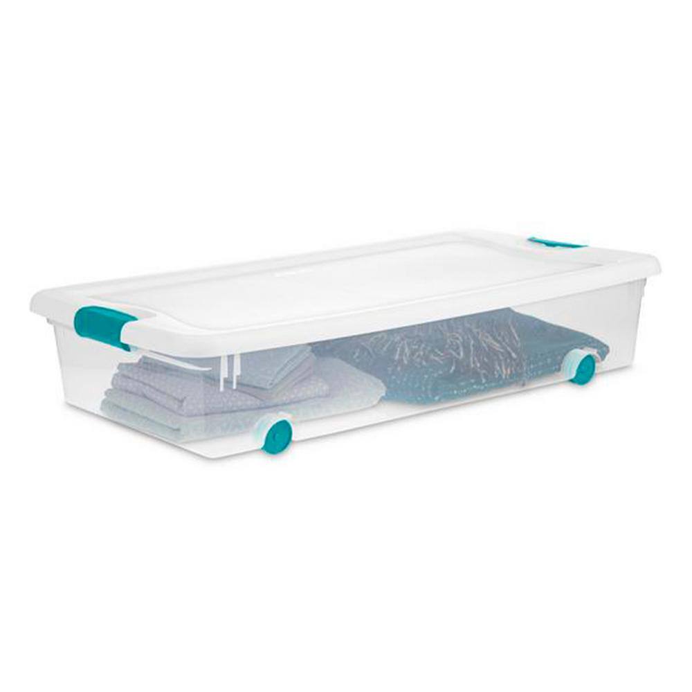 Sterilite 56 qt. Latching Stackable Wheeled Storage Container with Lid (4-Pack) 4 x 14988004