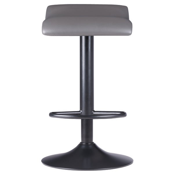 Tarah 2-Pc Adjustable Swivel Seat Stool Set， Black and Slate Gray - 15.16 x 15.16 x 34.45 inches